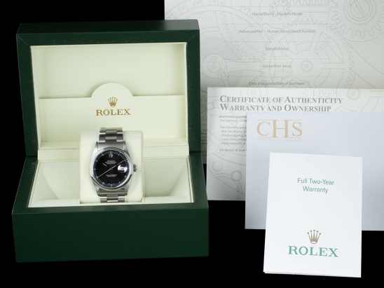 Rolex Datejust 36 Oyster Nero Royal Black Onyx - Rolex Guarantee  Watch  16200